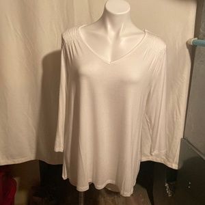 White Long Sleeve V-Neck